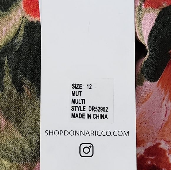 Donna Ricco Bright Floral Bateau Neck Midi Dress Size 12 - Picture 14 of 14